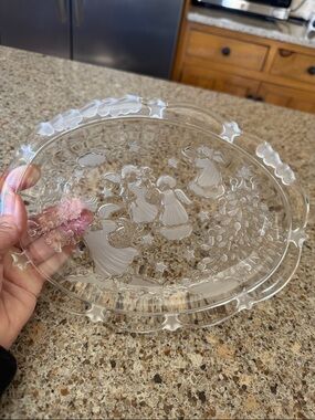 Mikasa Clear Glass Holiday Angel Serving Platter